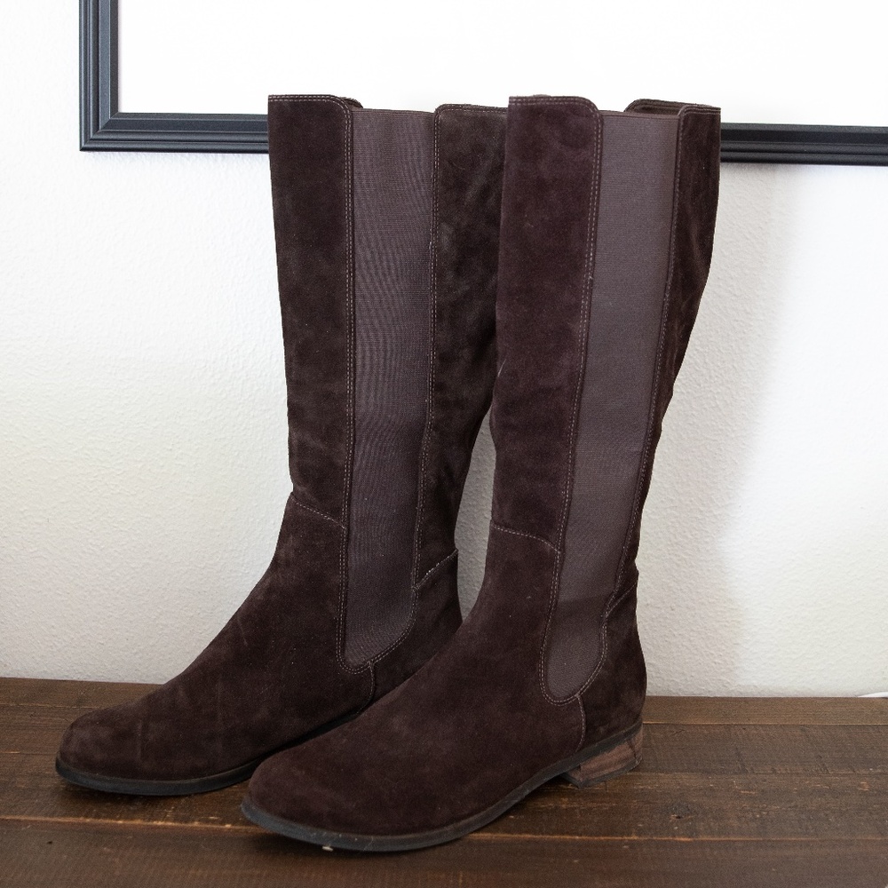 Cole Haan Nike Air Tall Brown Suede Jodhpurs Boots 